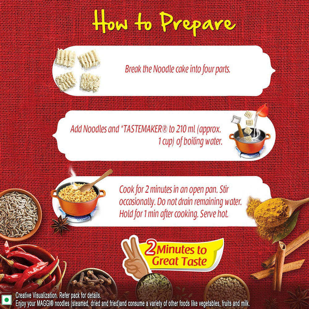Maggi 2-Minute Special Masala Instant Noodles - Pack of 2 : 2 x 4 x 70 g