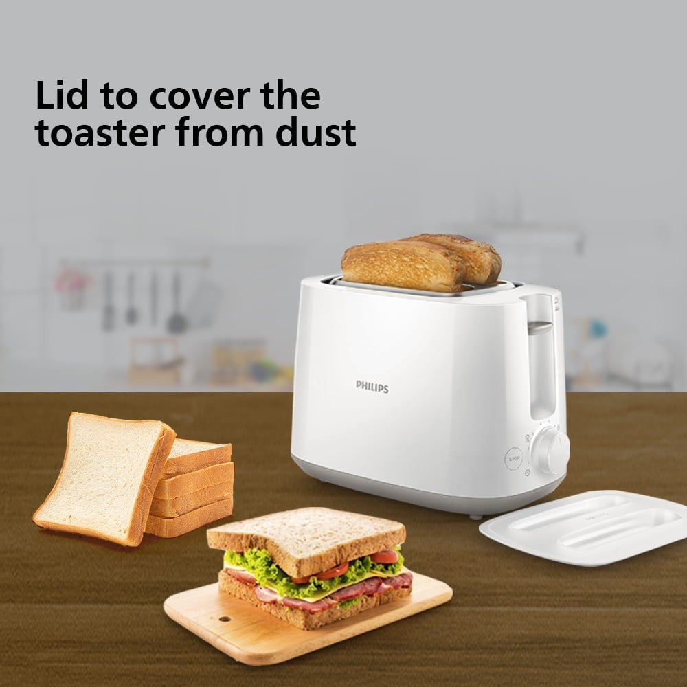 Philips Domestic 2-Slice Pop Up Toaster (830W, White) : 1 unit