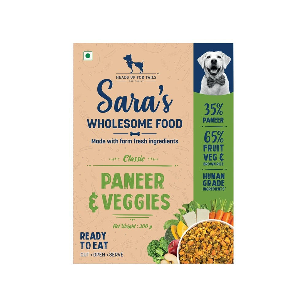 HUFT Sara's Wholesome Classic Paneer & Veggies Dog Veg Food + Sara's Wholesome Dog Food - Chicken & Brown Rice Combo : 300 g + 300 g