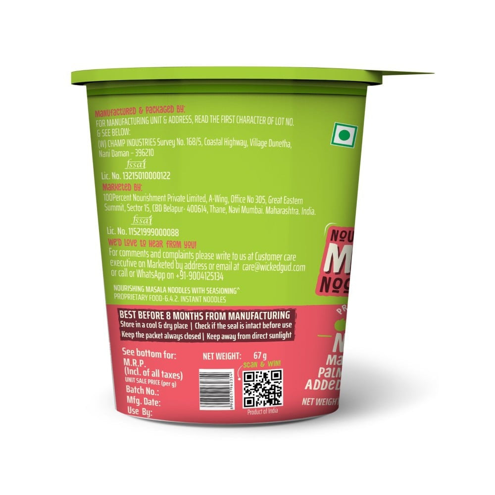 WickedGud Nourishing Masala Cup Noodles : 67 g