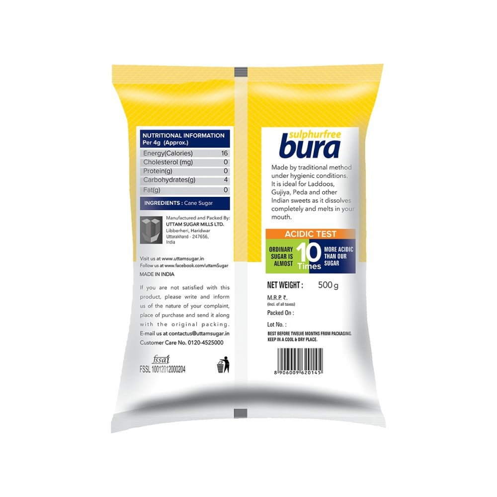 Uttam Sugar Sulphurfree Sugar Powder (Bura) : 500 g