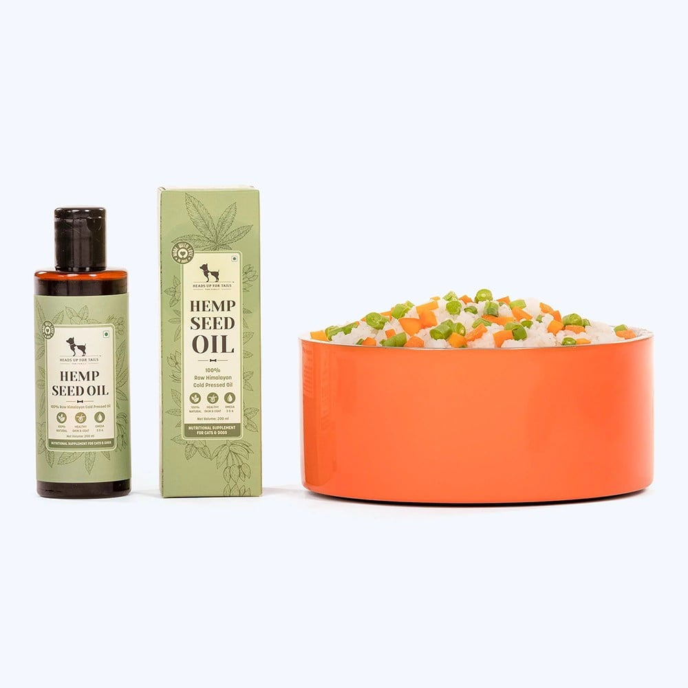 HUFT Multipurpose Hemp Seed Oil For Dog + Food Topper Chicken Liver With Organic Turmeric Dog Treat Combo : 200 ml + 70 g