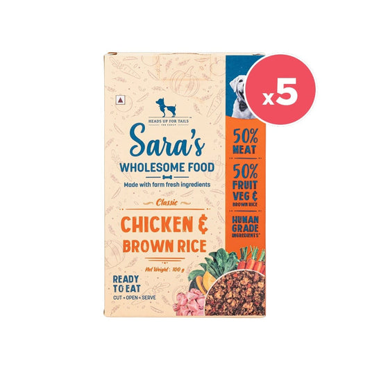 HUFT Sara's Wholesome Classic Chicken & Brown Rice Dog Food - Pack of 5 : 5 x 100 g