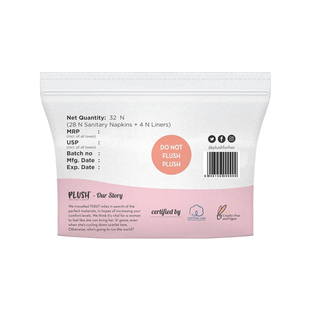 Plush LeakProof Super Saver Sanitary Pads - Pack of 2 : 2 x 32 pieces