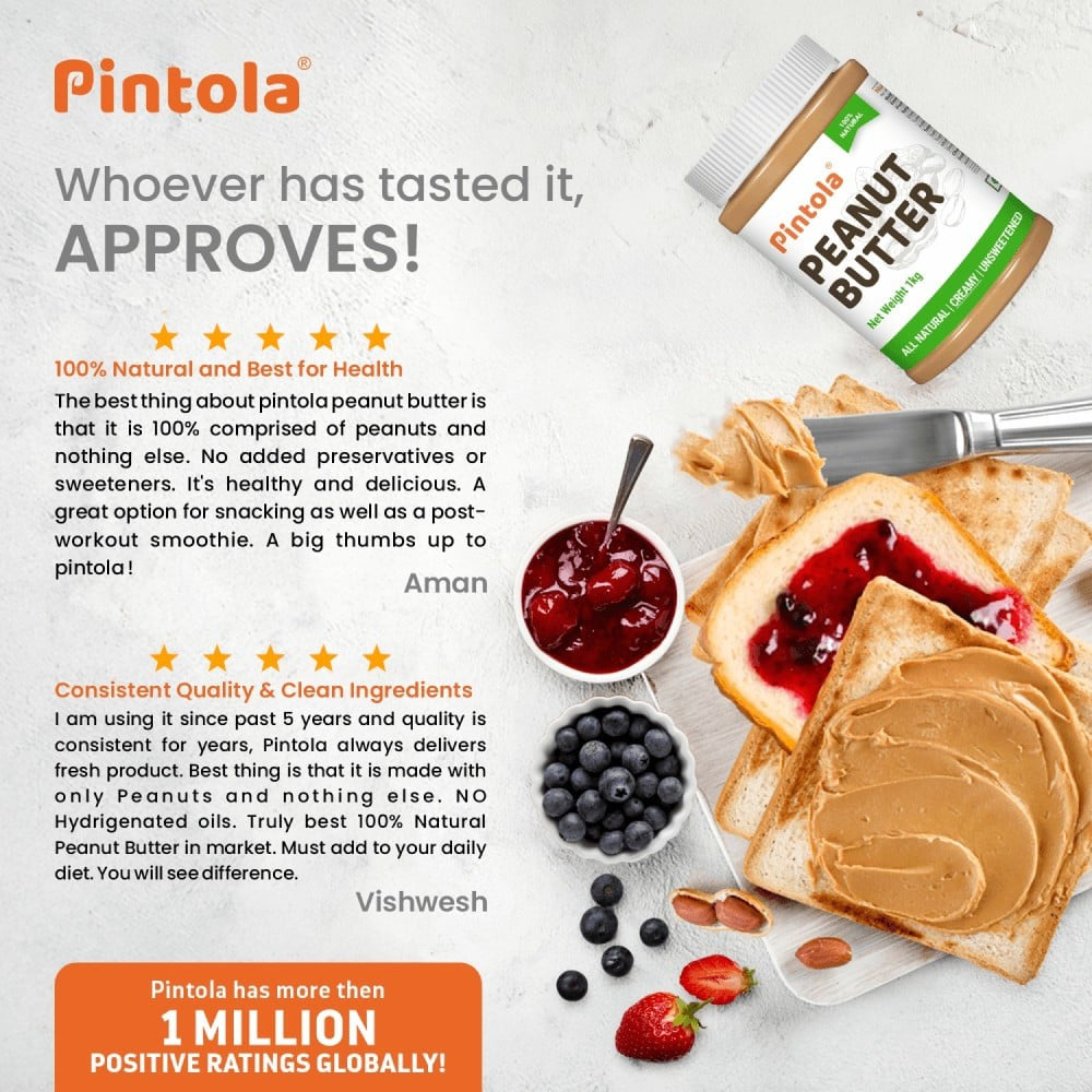 Pintola All Natural Creamy Peanut Butter (Unsweetened) : 1 kg