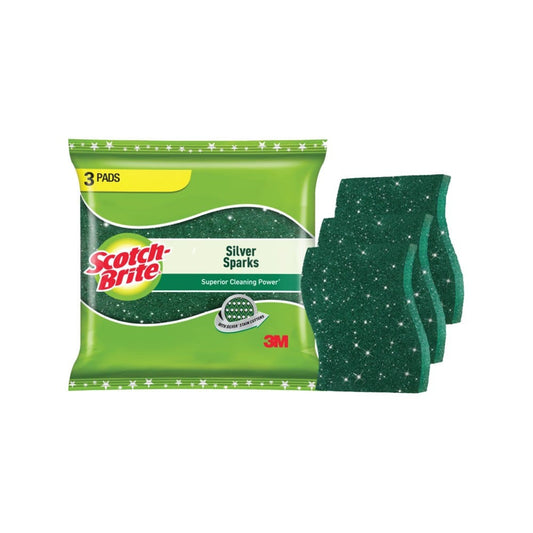 Scotch Brite - Silver Sparks Scrub Pad : 1 pack (3 pieces)