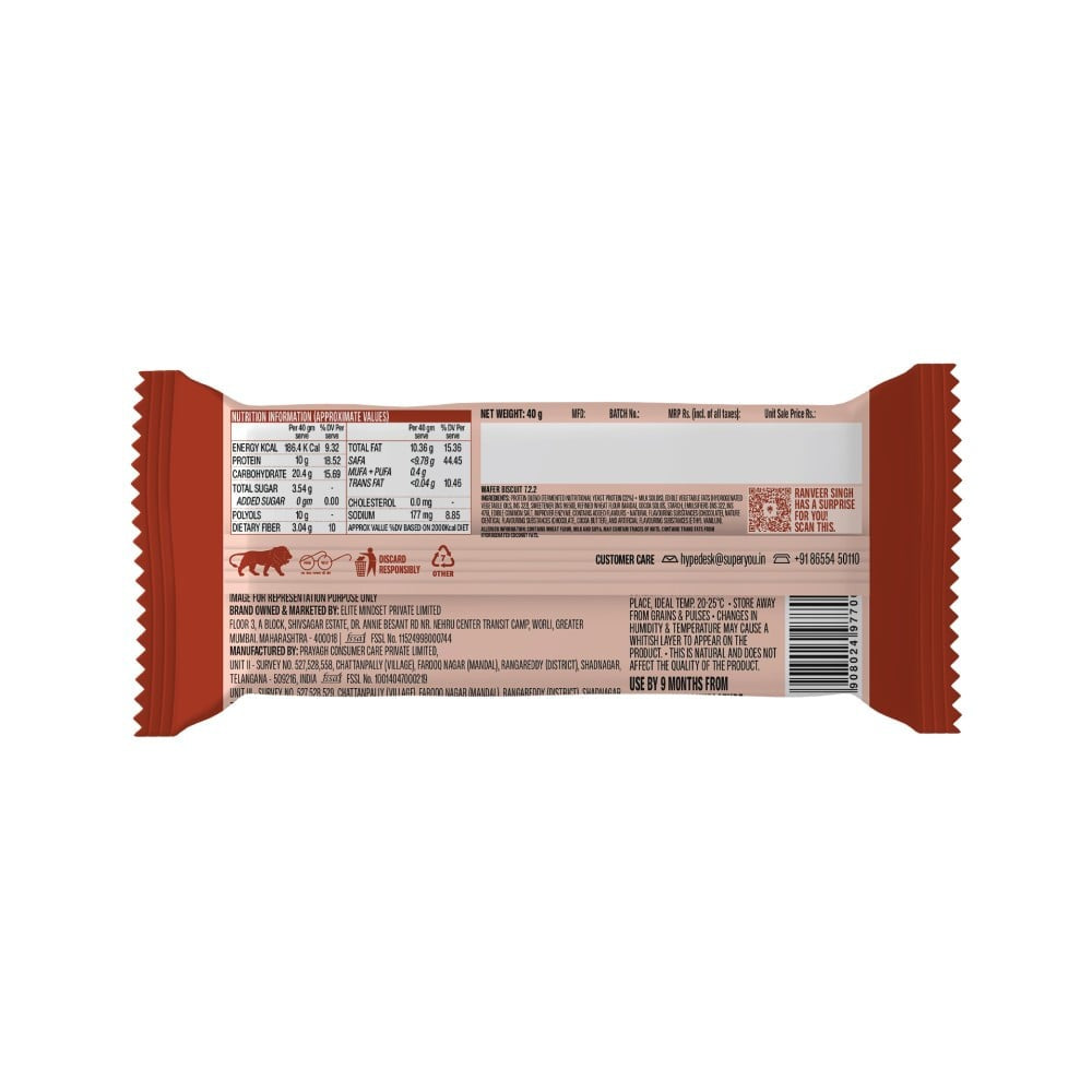 SuperYou Chocolate Wafer Protein Bar - Pack of 4 : 4 x 40 g