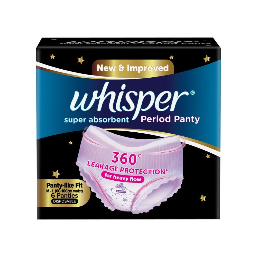 Whisper Super Absorbent Period Panty (M-L) : 6 pieces