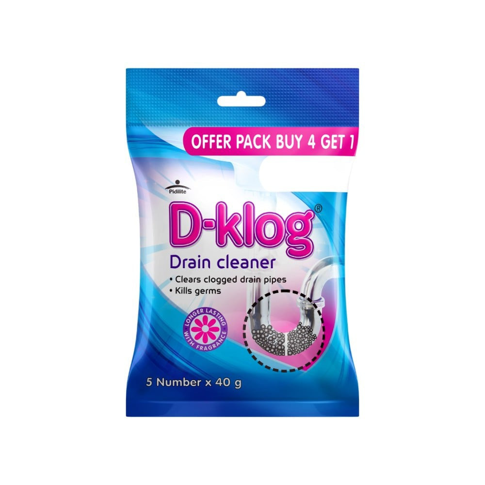 Pidilite D-Klog Drain Cleaners : 1 pack (5 x 40 g)