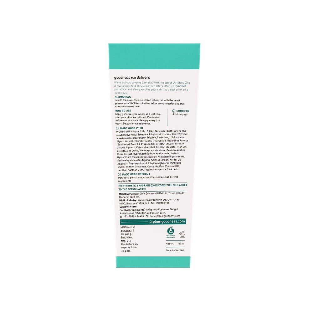 Plum Cica & Hyaluronic Acid Aqua-Light Sunscreen (SPF 50 PA+++) : 50 g