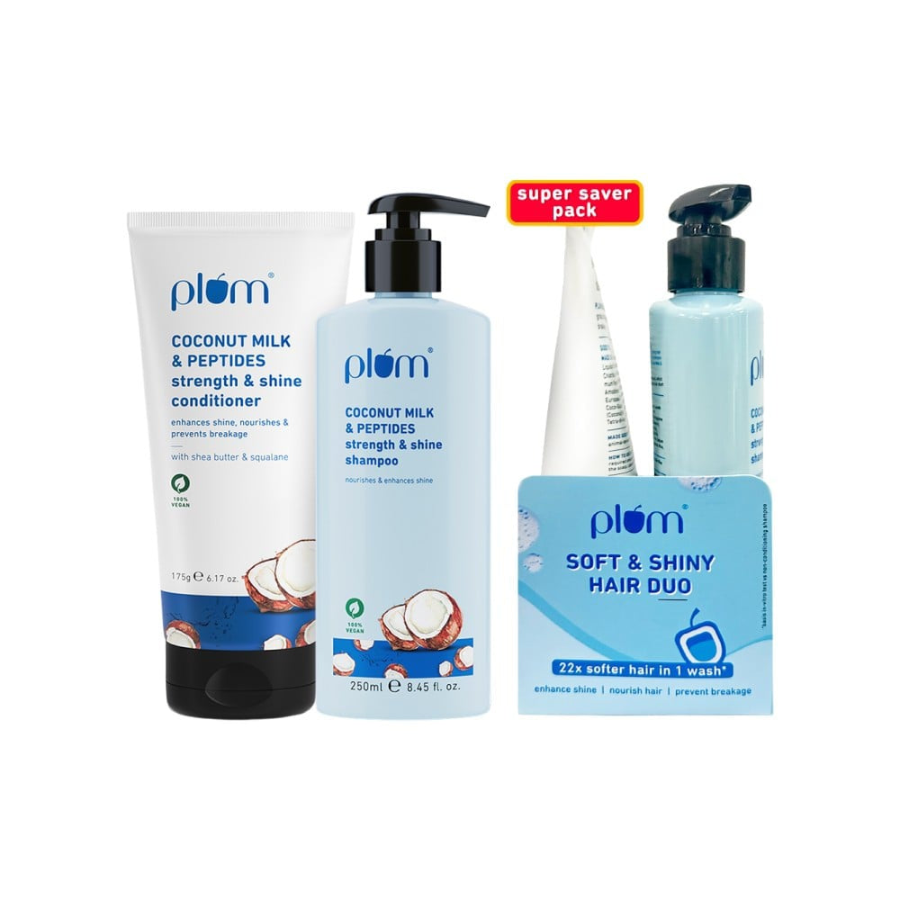 Plum Soft & Shiny Hair Duo Shampoo & Conditioner : 1 pack (2 pieces)