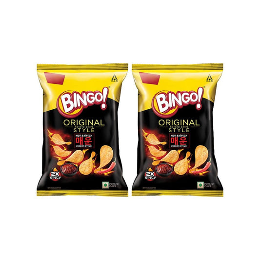 Bingo Original Hot & Spicy Korean Style Potato Chips - Pack of 2 : 2 x 85 g