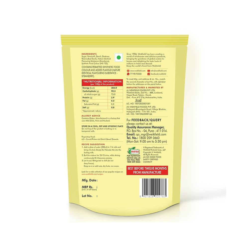 Weikfield Strawberry Falooda Dessert Mix : 200 g