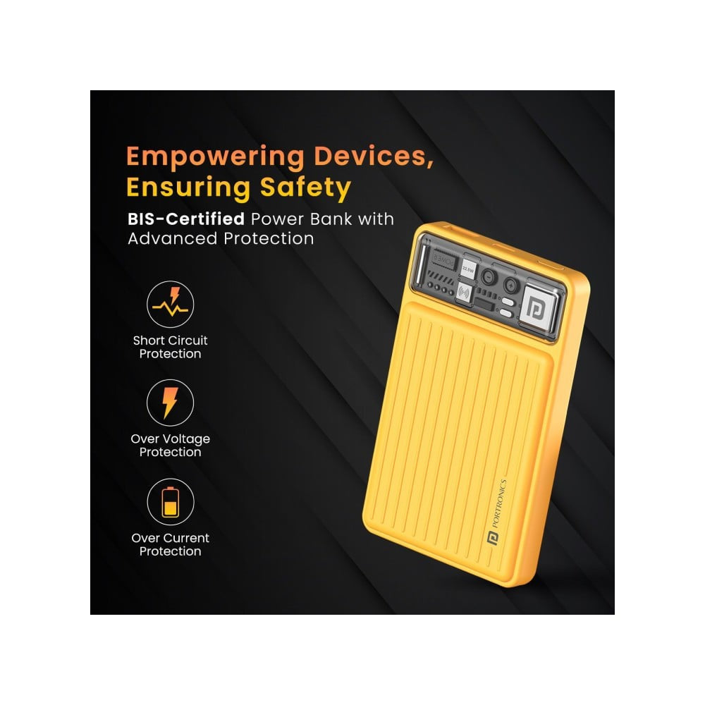 Portronics Luxcell Wireless Mini 10000 Mah Power Bank (Yellow) : 1 unit