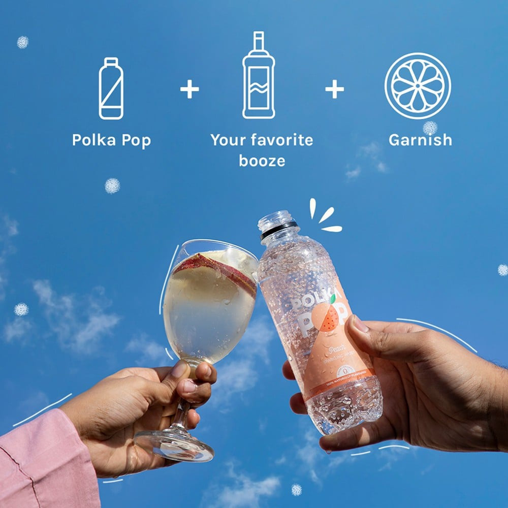 Polka Pop Zero Sugar Peach Sparkling Water : 300 ml