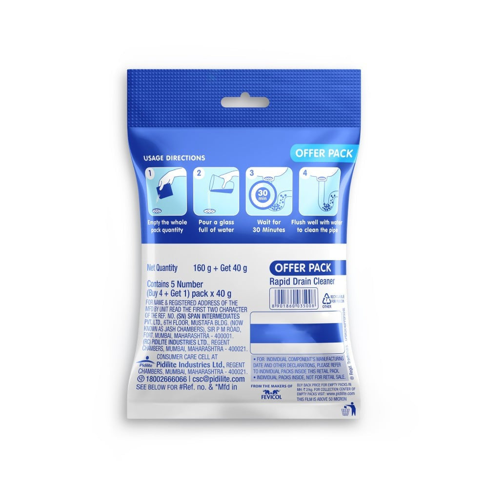 Pidilite D-Klog Drain Cleaners : 1 pack (5 x 40 g)
