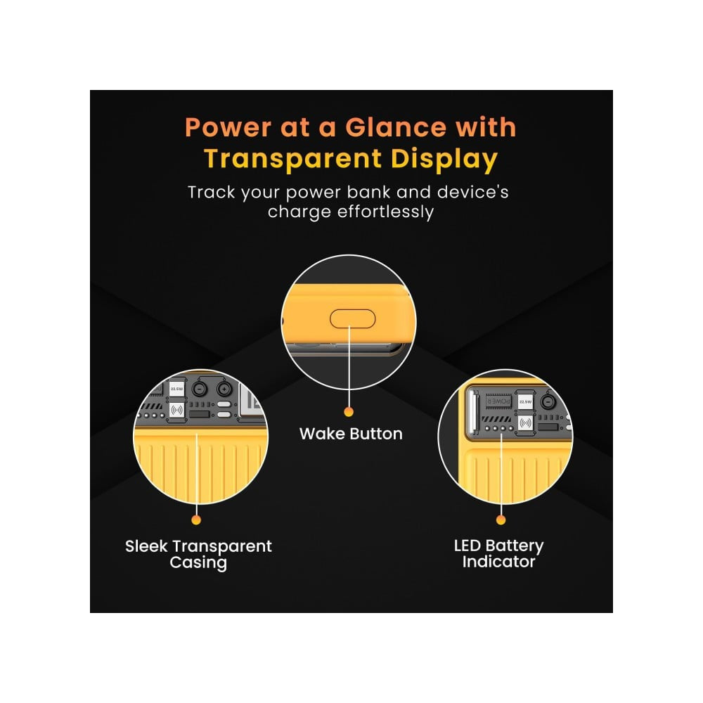 Portronics Luxcell Wireless Mini 10000 Mah Power Bank (Yellow) : 1 unit