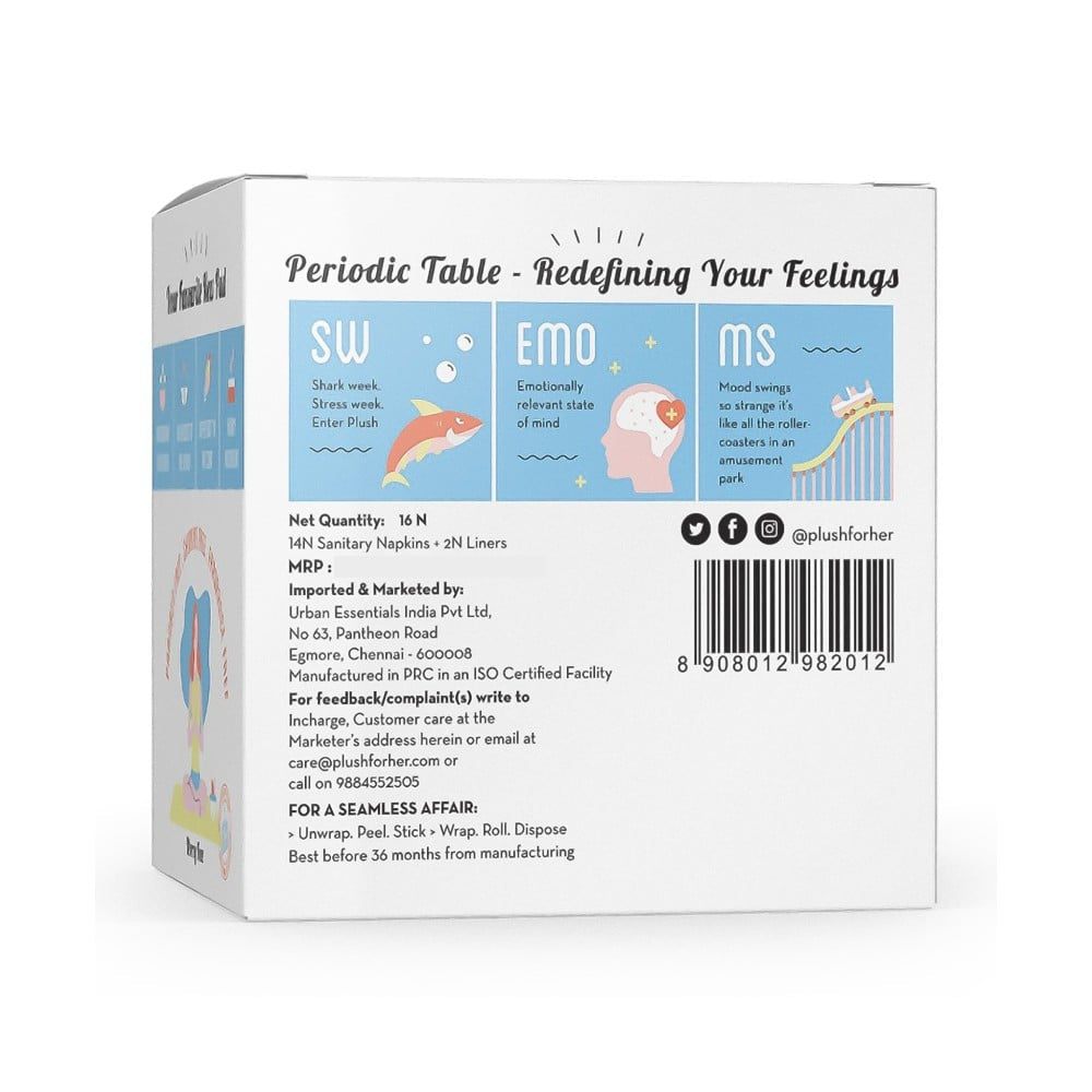 Plush Rash Free Sanitary Pads (8L+6XL and 2 Free Liners) - Pack of 2 : 2 x 14 pieces