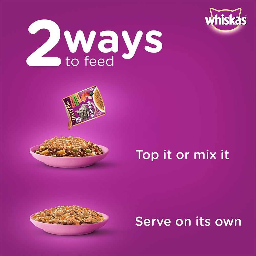 Whiskas Tasty Mix Wet Cat Food (Seafood Cocktail Wakame Seaweed in Gravy, 1+ Years) : 28 x 70 g