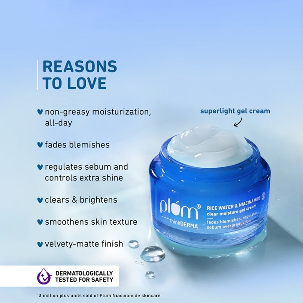 Plum Rice Water & 2% Niacinamide Face Moisturizing Gel : 50 g