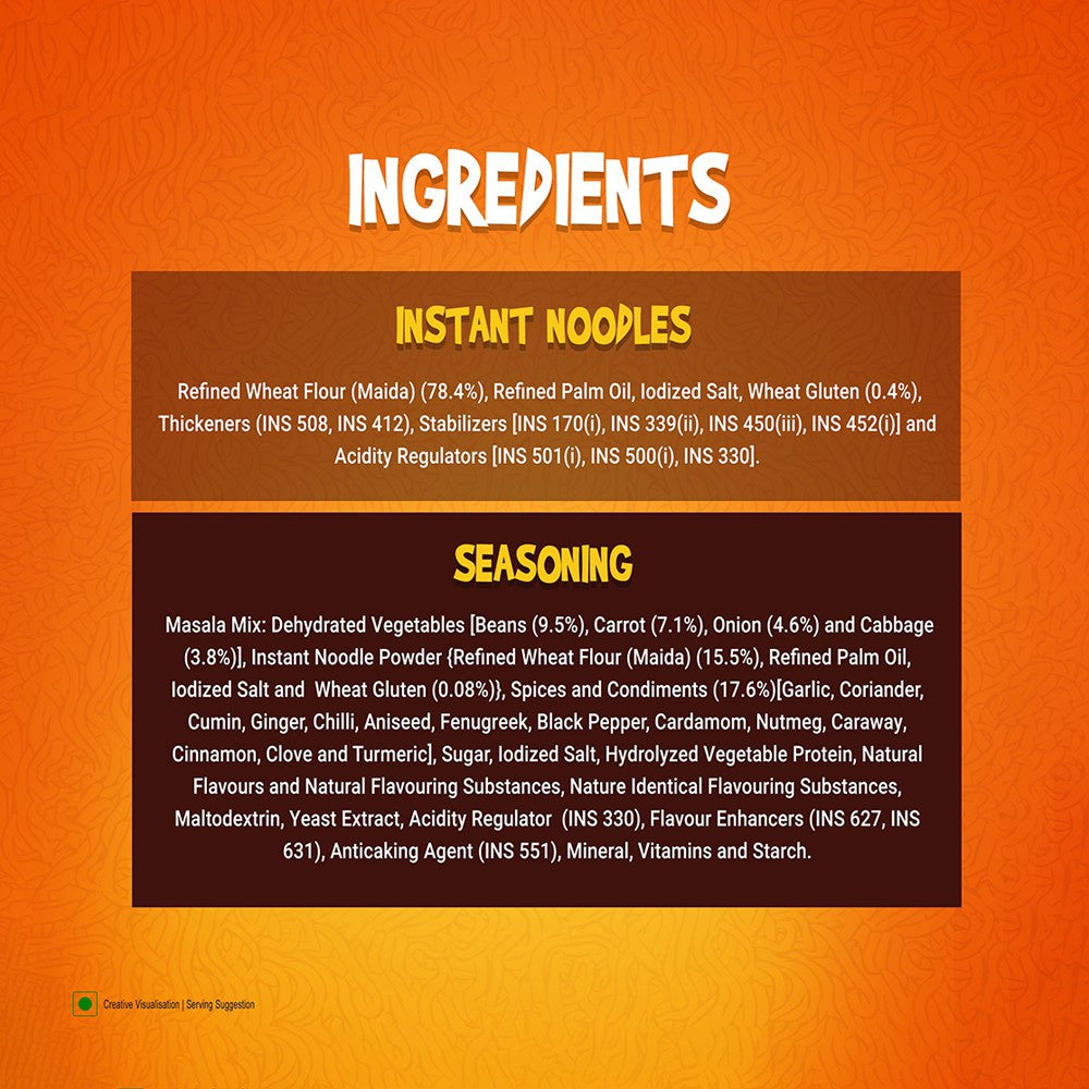 Yippee Magic Masala Instant Instant Noodles with Added Veggies (360 g) - Pack of 2 : 2 x 360 g
