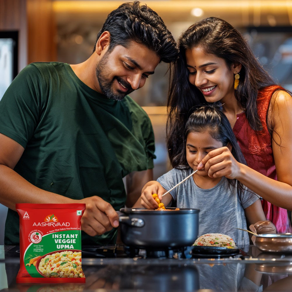 Aashirvaad Instant Veggie Upma Ready to Eat - Pack of 3 : 3 x 60 g