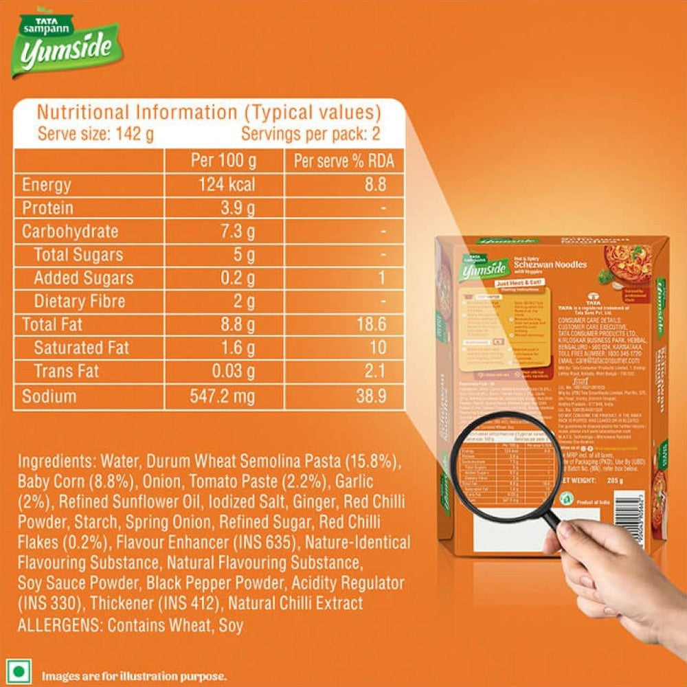 Tata Sampann Yumside Schezwan Noodles With Veggies - Ready to Eat : 285 g