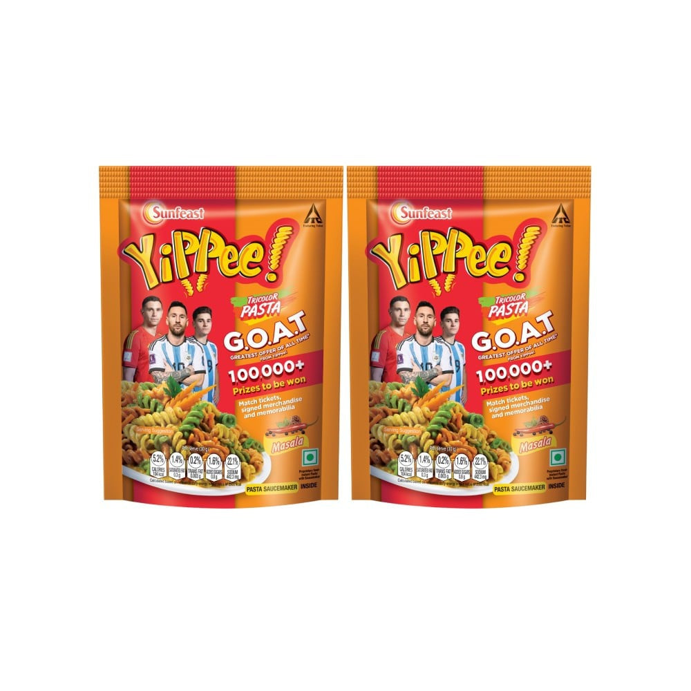 Yippee Tricolor Instant Pasta - Masala - Pack of 2 : 2 x 65 g