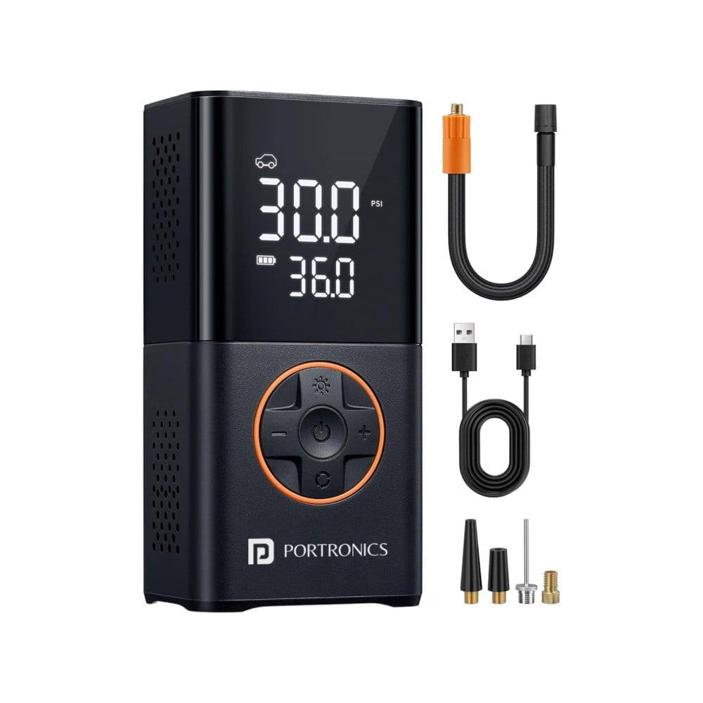 Portronics Vayu 3.0 Tyre Inflator with 150 PSI Pressure, 4000 mAh Battery : 1 unit