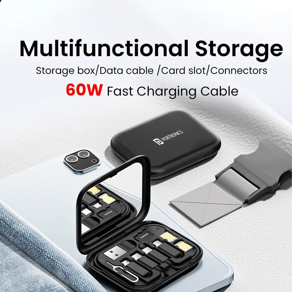 Portronics All-in-one Multipurpose Charging Cable & Connector Storage Box : 1 unit