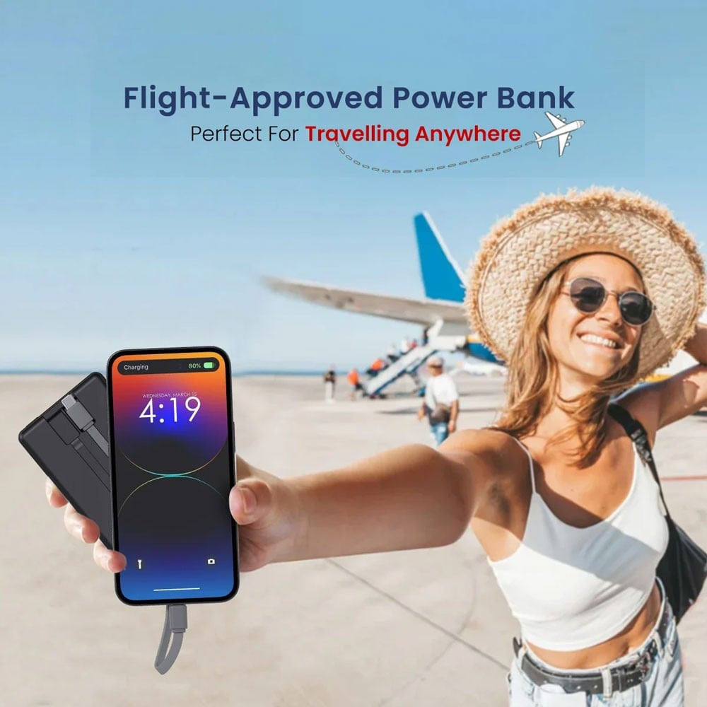 Portronics Luxcell Bind 20K 22.5W 20000mAh Power Bank (with Inbuilt Type C & 8 Pin Cable, Black) : 1 unit