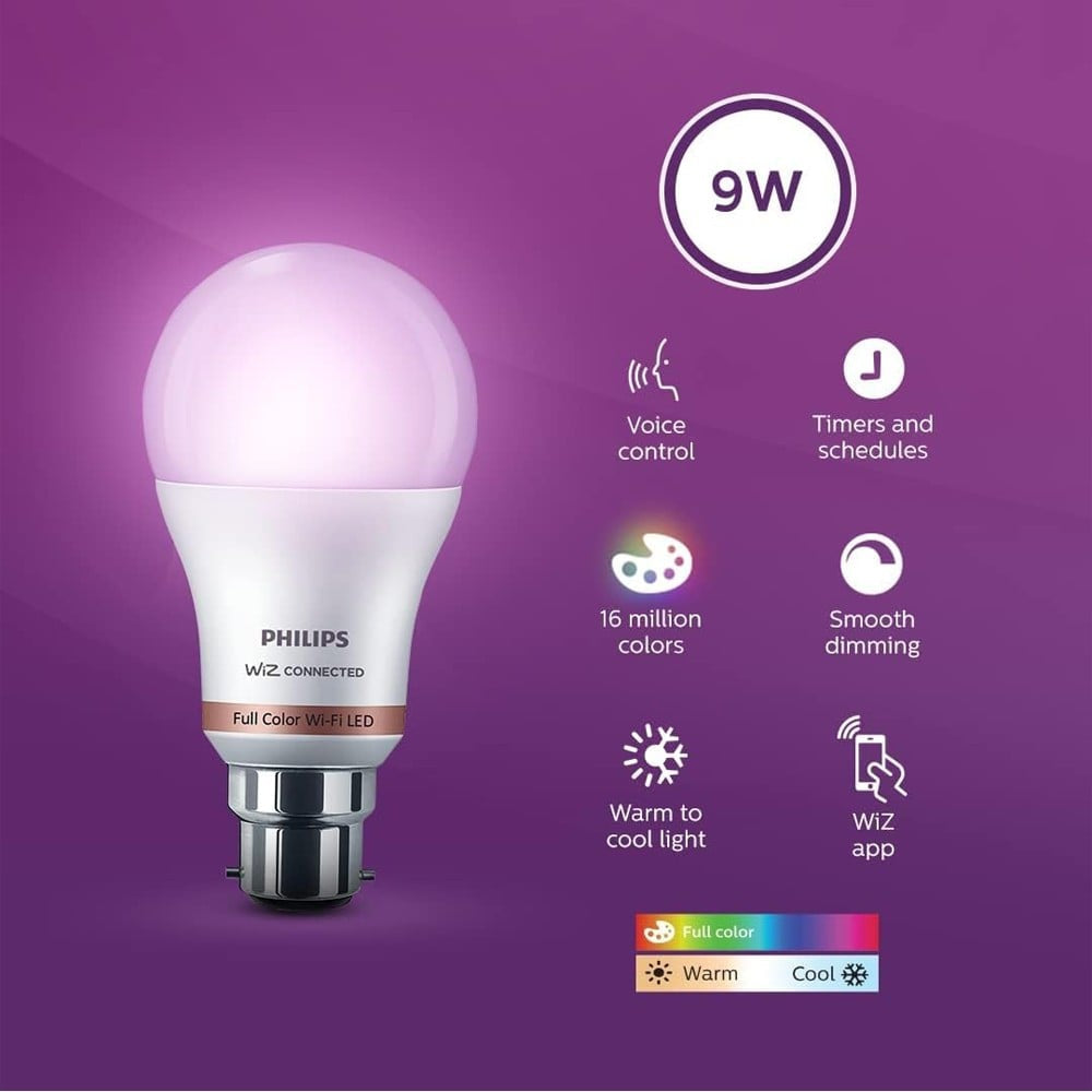 Philips Smart Wi-Fi 9 W LED Bulb Full Colour (Multicolour) : 1 pack