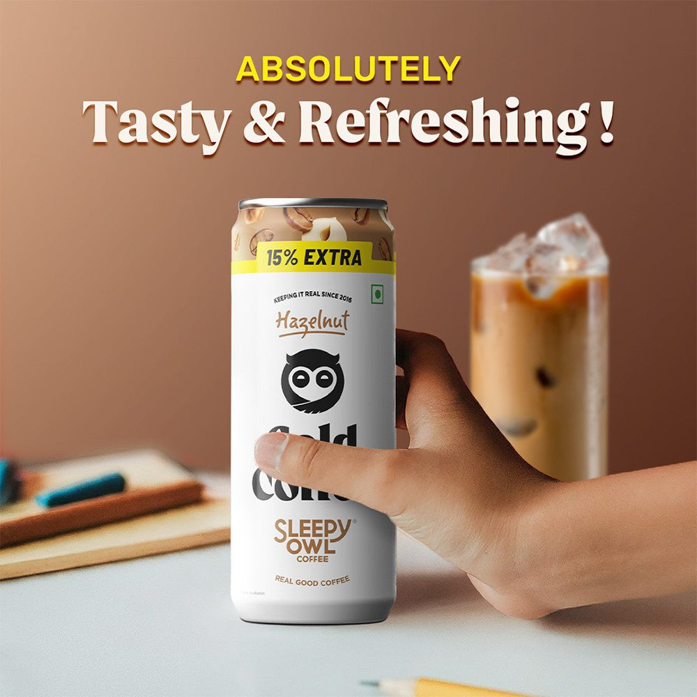 Sleepy Owl Hazelnut Cold Coffee Can - Pack of 2 : 2 x 200 ml