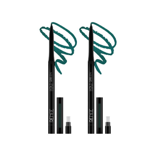 Renee Kajal Pen with Sharpener (Bold Green) - Pack of 2 : 2 x 0.35 g