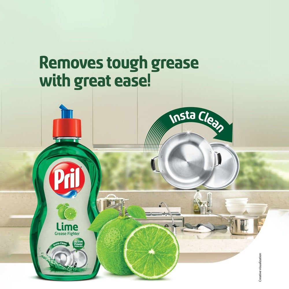 Pril Active Lime Grease fighter Dishwash Gel : 425 ml