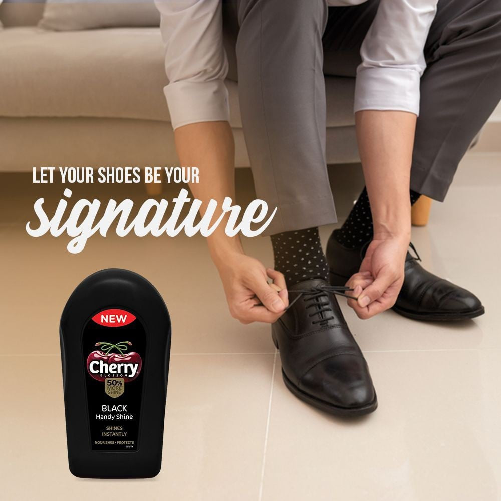 Cherry Blossom Black Liquid Shoe Polish + Black Handy Shoe Shiner + Black Wax Shoe Polish Combo : 75 ml + 1 unit + 40 g