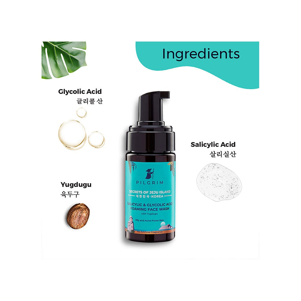 Pilgrim Salicylic & Glycolic Acid Foaming Face Wash - Pack of 3 : 3 x 120 ml