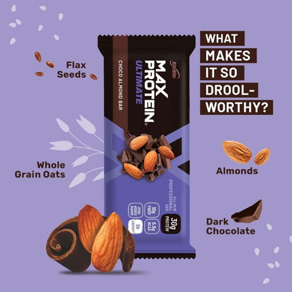 RiteBite Max Protein Bar (Choco Almond) - Pack of 2 : 2 x 100 g