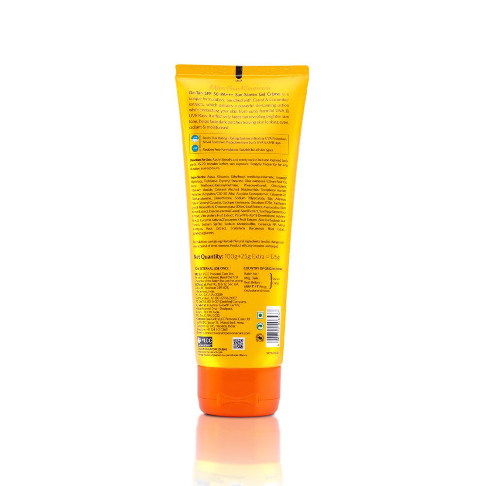 VLCC De Tan Sunscreen Gel Creme (SPF 50 PA+++) : 125 g