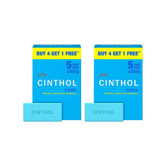 Cinthol Cool Bath Soap - Buy 4 Get 1 Free - Pack of 2 : 2 x 5 x 100 g
