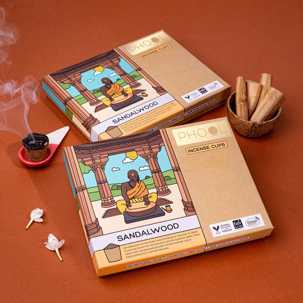 Phool Sandalwood Dhoop Cup : 1 pack (16 cups)