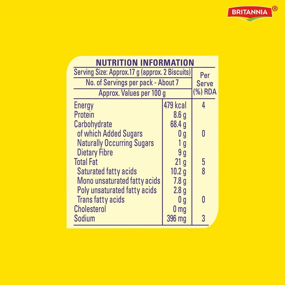 Britannia NutriChoice Digestive Zero High Fiber Biscuit, with No Added Sugar : 100 g