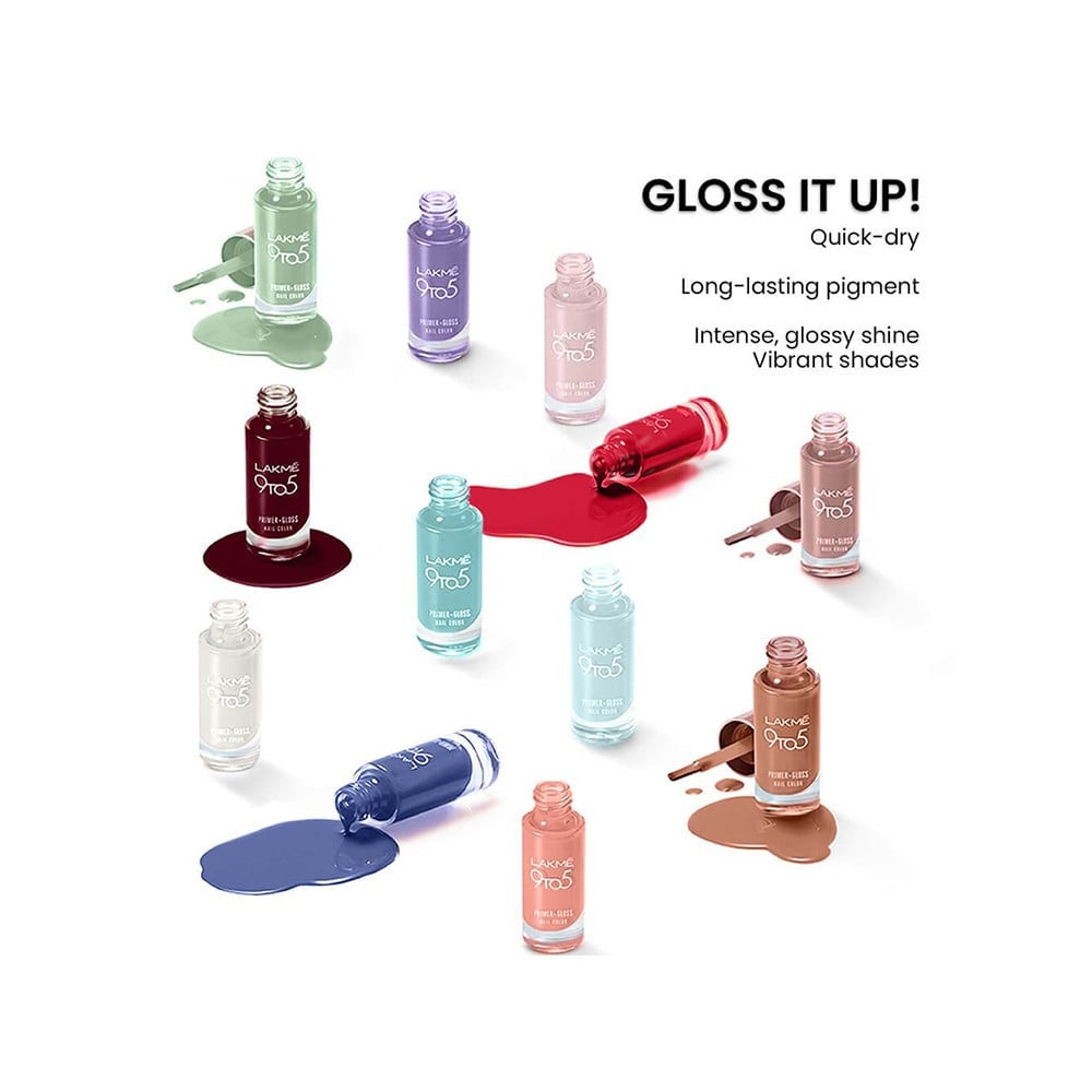Lakme 9To5 Primer + Gloss Pink Pace Nail Paint (Pink Pace) : 6 ml