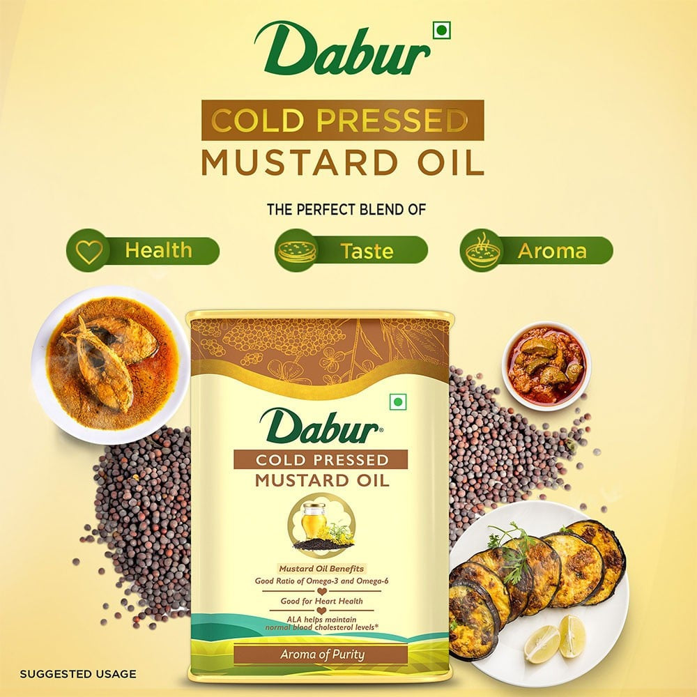 Dabur Cold Pressed Mustard Oil : 3 ltr
