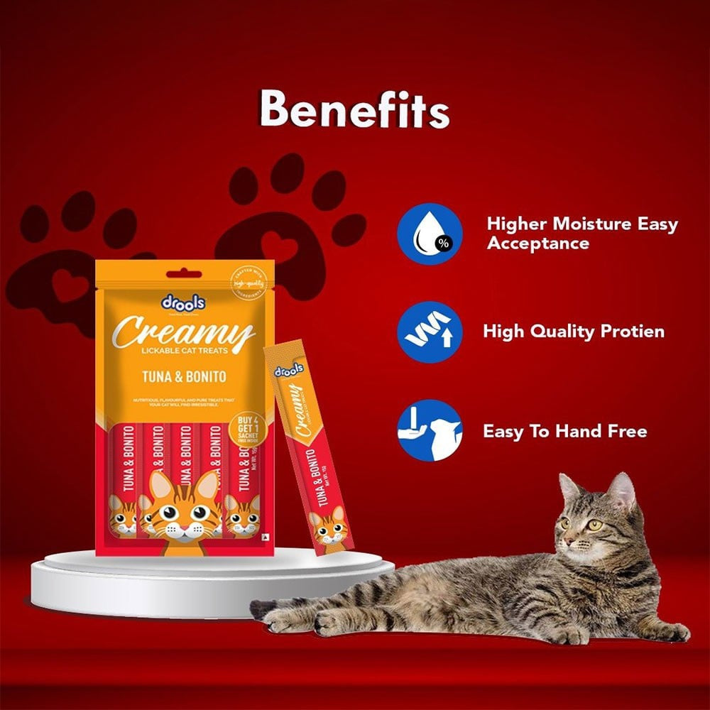 Drools Tuna and Bonito Lickable Creamy Cat Treat : 1 pack (4+1 pieces)