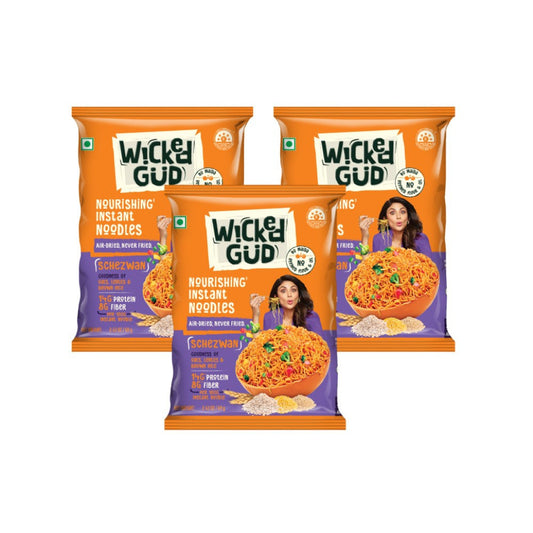 WickedGud Schezwan Nourishing No Maida & No Oil Instant Noodles - Pack of 3 : 3 x 69 g