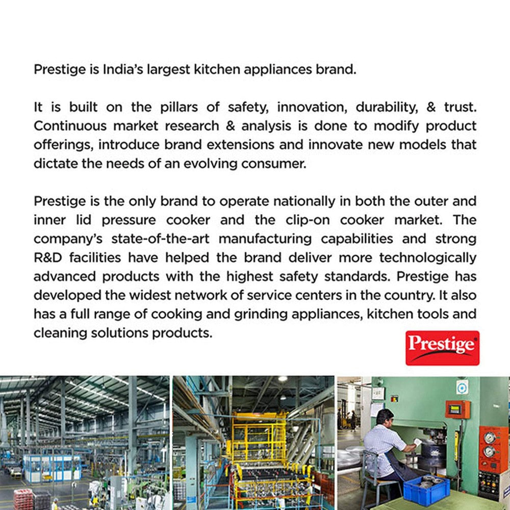 Prestige Electric Rice Cooker (700W, Prwo 1.8-2 Double Pot, White) : 1 unit