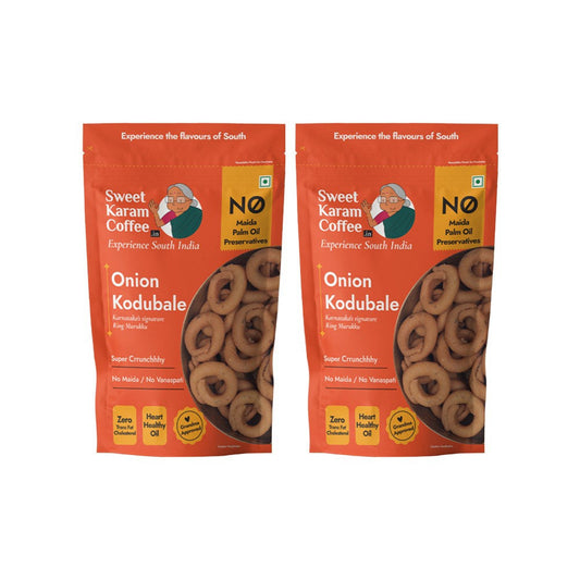 Sweet Karam Coffee Onion Kodubale/ Chakli, - No Palm Oil - Pack of 2 : 2 x 95 g