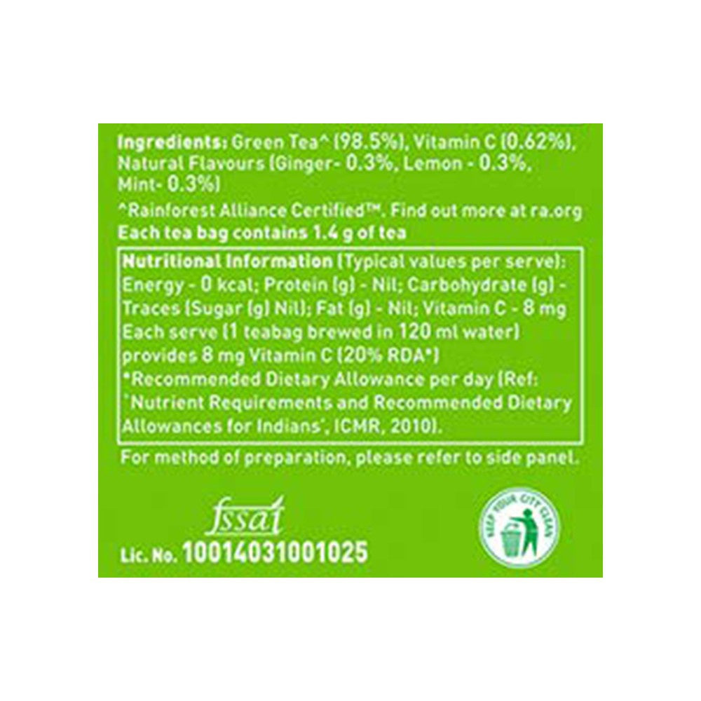 Tetley Ginger, Lemon & Mint Green Tea Bags (Immune with added Vitamin C) : 100 units