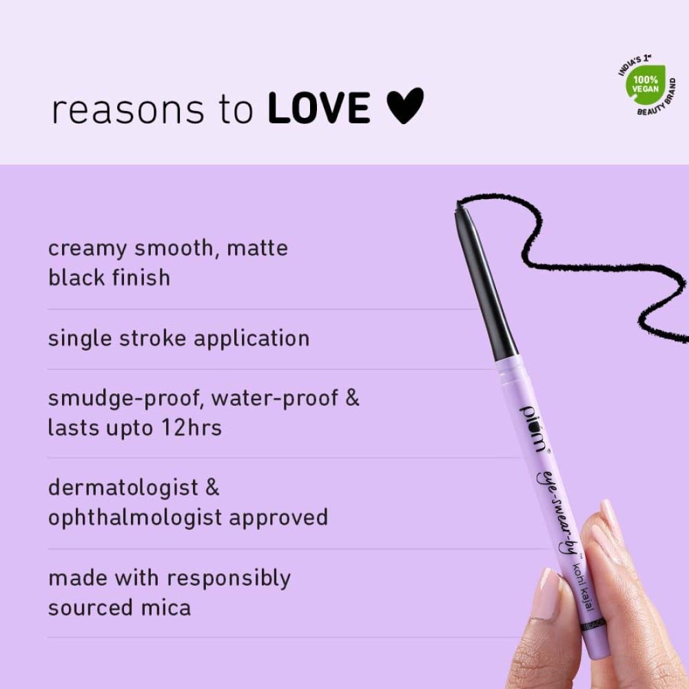 Plum Eye-Swear-By Kohl Kajal (Deep Black) : 0.35 g
